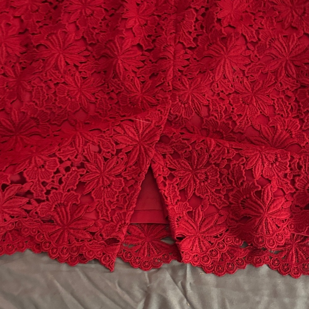Talbots Red Lace Pencil Skirt - Picture 6 of 7